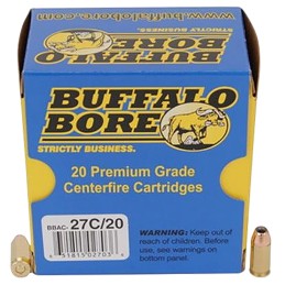 Buffalo Bore Ammunition 27C20 Personal Defense Strictly Business 380 ACP P 90 gr Jacketed Hollow Point 20 Per Box 12 Case