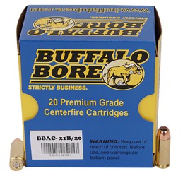 Buffalo Bore Ammunition 21B20 Heavy Strictly Business 10mm Auto 180 gr Jacket Hollow Point 20 Per Box 12 Case