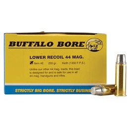 Buffalo Bore Ammunition 4E20 Low Recoil Strictly Business 44 Rem Mag 255 gr Hard Cast 20 Per Box 12 Case