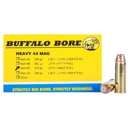 Buffalo Bore Ammunition 4C20 Heavy Strictly Business 44 Rem Mag 270 gr Semi Jacketed Flat Point 20 Per Box 12 Case