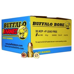 Buffalo Bore Ammunition 30B20 BuffaloBarnes Strictly Business 32 ACP P 60 gr Barnes TAC XP Lead Free 20 Per Box 12 Case