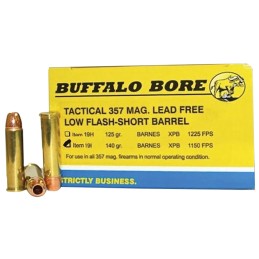 Buffalo Bore Ammunition 19I20 BuffaloBarnes Strictly Business 357 Mag 140 gr Barnes VOR TX XPB Lead Free 20 Per Box 12 Case