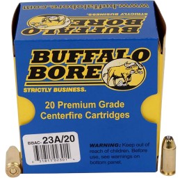 Buffalo Bore Ammunition 23A20 Heavy Strictly Business 40 SW P 155 gr Jacket Hollow Point 20 Per Box 12 Case