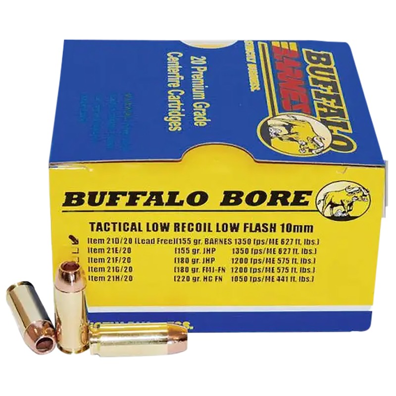 Buffalo Bore Ammunition 21D20 BuffaloBarnes Strictly Business 10mm Auto 155 gr Barnes TAC XP Lead Free 20 Per Box 12 Case