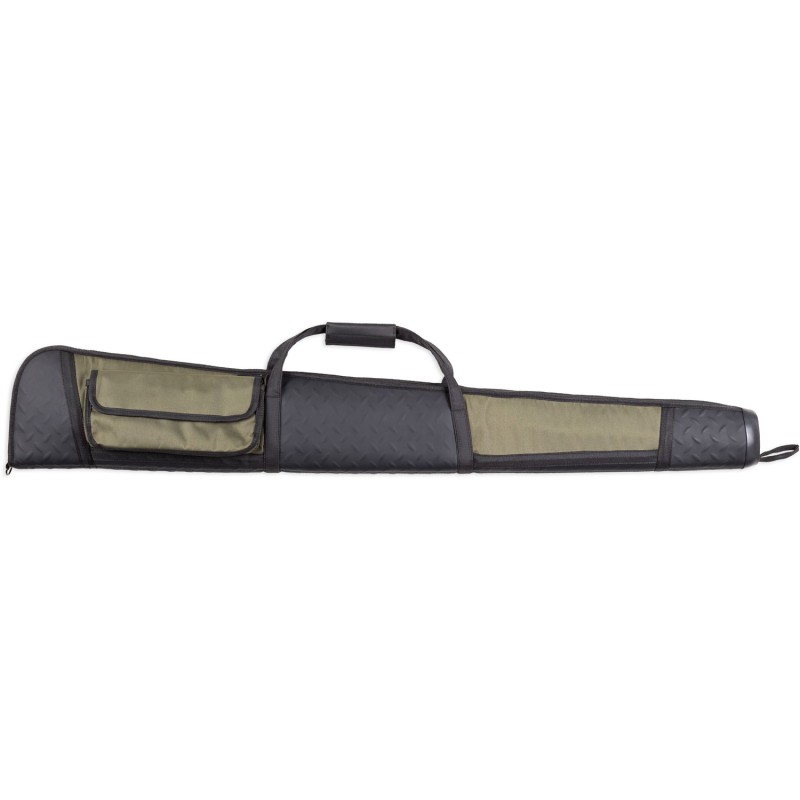 Bulldog BD315 Armor Shotgun Case made of WaterResistant Nylon with Black Finish  Green Panels Padding Velcro Exterior Pocket  Sh