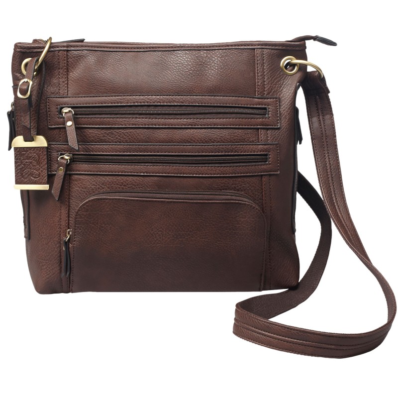 Bulldog BDP039 Cross Body Purse wHolster Brown Leather Most Sm Pistols  Revolvers Ambidextrous Hand