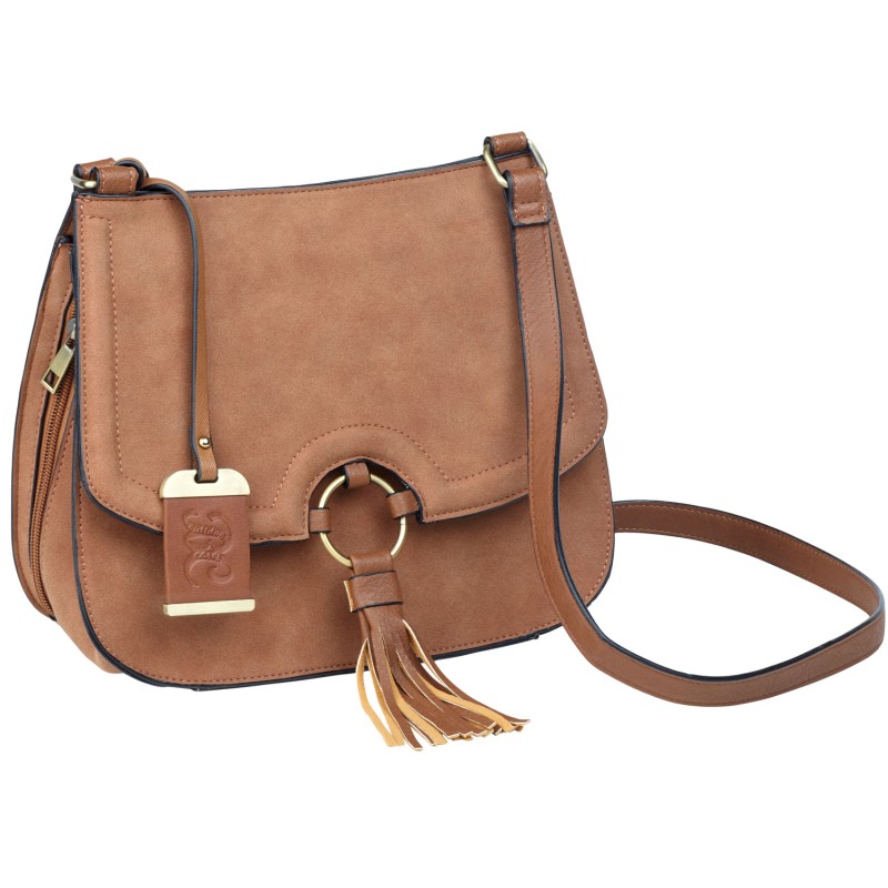 Bulldog BDP034 Cross Body Purse wHolster Tan Suede Most Sm Pistols  Revolvers Right Hand