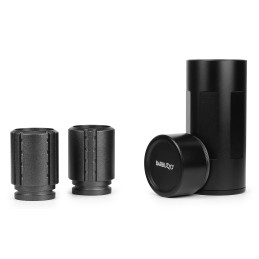 Caliber Gourmet CBGSGTACTICAL Caliber Gourmet Shot Glasses Black Hard Cast Aluminum 1 Pair