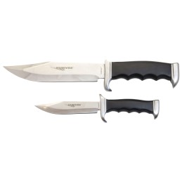 Humvee Adventure Gear HMVBC02BK Bowie Knife Set  Fixed Plain Spear Point Polished Stainless Steel Black Pakawood