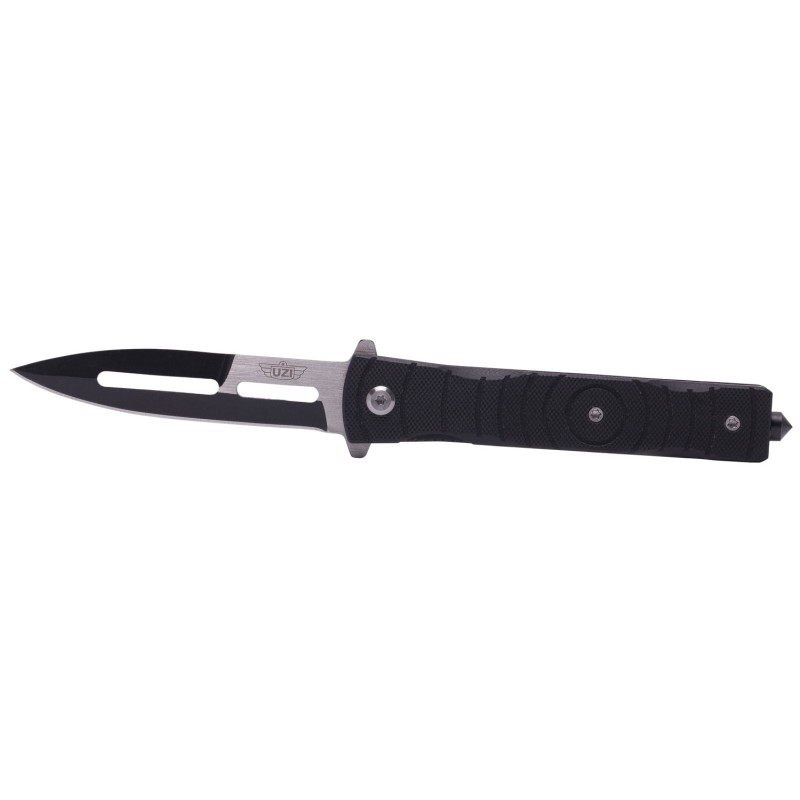 Uzi Accessories UZKFDR014 Mossad III 3.50 Folding Spear Point Plain BlackSilver Stainless Steel Blade Black G10 Handle Features 