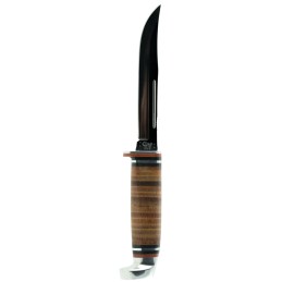 Case 381 Utility Hunter 5 Fixed Clip Point Plain Mirror Polished TruSharp SS Blade4.50 Grooved Leather Handle Includes Sheath