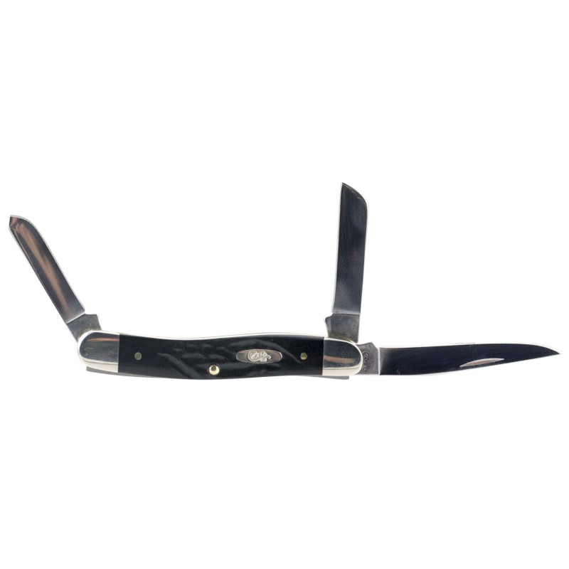 Case 18222 Stockman  Medium Folding 2.571.881.71 Clip PointSheepsfootSpey Plain Mirror Polished TruSharp SS Blade Rough Black Ji