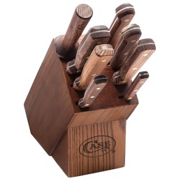 Case 10249 Household Cutlery Set PlainSerrated Satin TruSharp SS Blade Walnut Handle 9 Piece