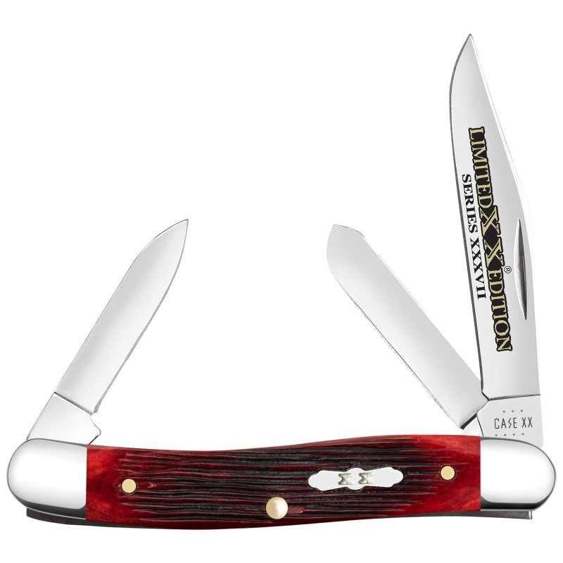 Case 12210 Limited Edition XXXVII Stockman Medium Folding Clip PointPenSpey Plain Mirror Polished wEngraving TruSharp SS Blade O