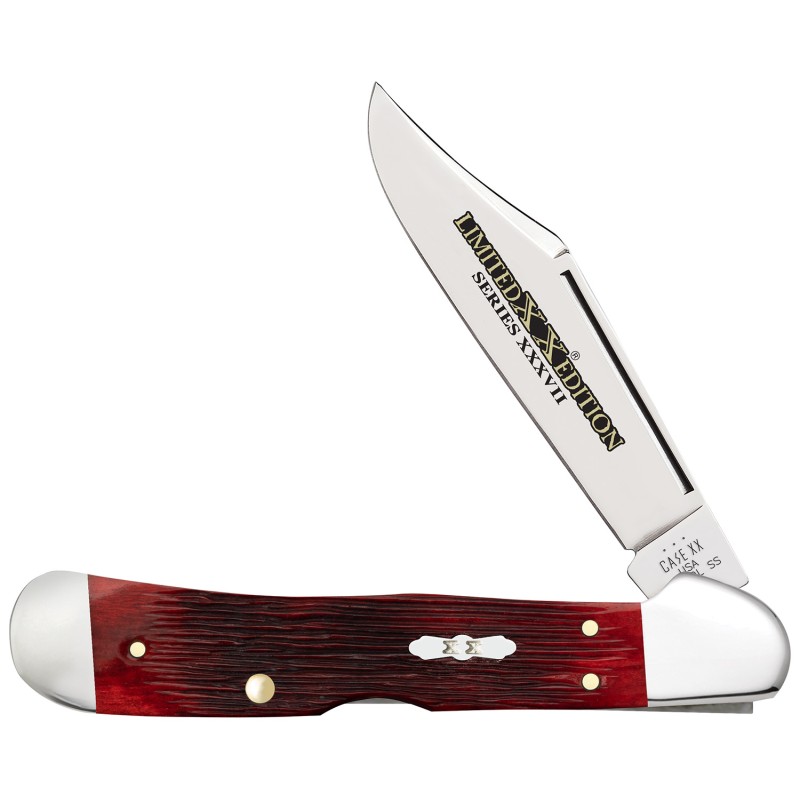 Case 12213 Limited Edition XXXVII CopperLock Folding Locking Clip Point Plain Mirror Polished wEngraving TruSharp SS Blade Old R