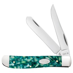 Case 71381 SparXX Trapper Mini Folding Clip PointSpey Plain Mirror Polished TruSharp SS BladeGreen Kirinite Handle