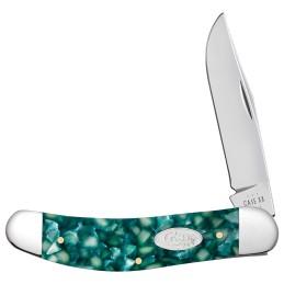 Case 71385 SparXX Sowbelly Folding Clip PointPlain Mirror Polished TruSharp SS BladeGreen Kirinite Handle