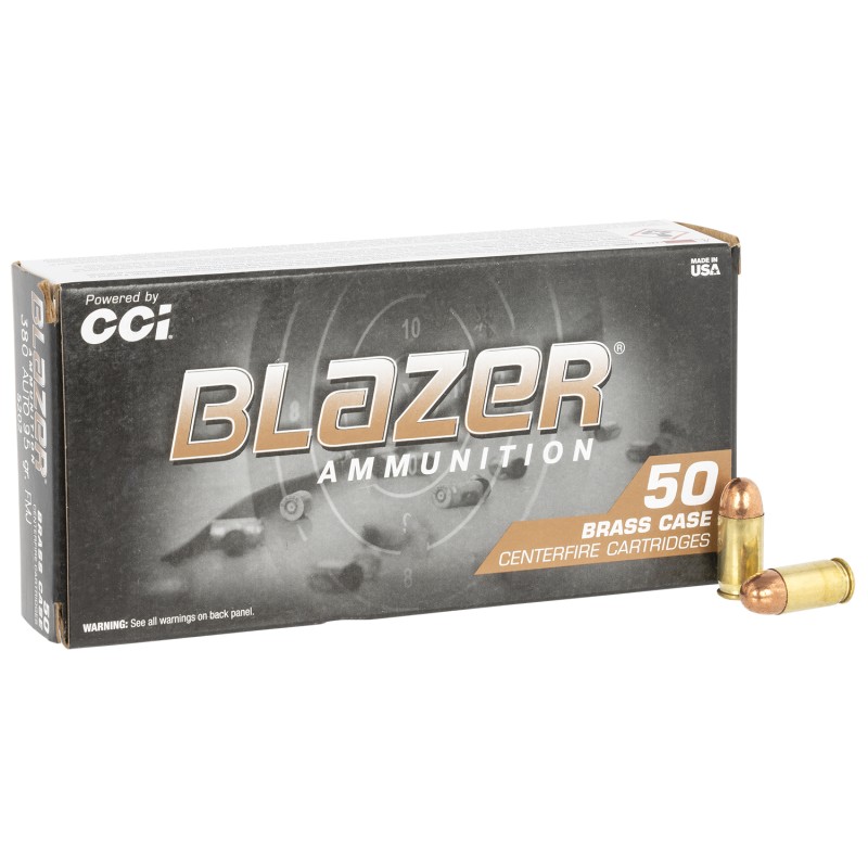 CCI 5202 Blazer Brass Handgun 380 ACP 95 gr Full Metal Jacket 50 Per Box 20 Case