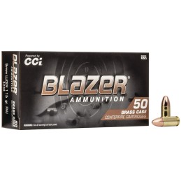 CCI 5200 Blazer Brass Handgun 9mm Luger 115 gr Full Metal Jacket 50 Per Box 20 Case