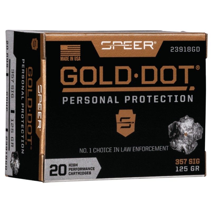 Speer 23918GD Gold Dot Personal Protection 357 Sig 125 gr Hollow Point 20 Per Box 10 Case