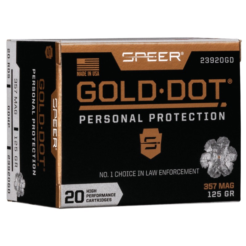 Speer 23920GD Gold Dot Personal Protection 357 Mag 125 gr Hollow Point 20 Per Box 10 Case