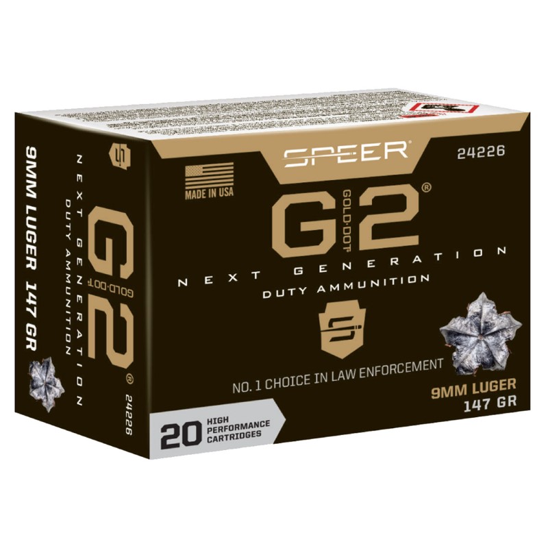 Speer 24226 Gold Dot G2 9mm Luger 147 gr G2 20 Per Box 10 Case