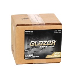 CCI 5200BK1000 Blazer Brass Handgun 9mm Luger 115 gr Full Metal Jacket 1000 Per Box 1 Case