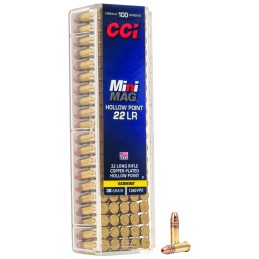 CCI 0031 MiniMag High Velocity 22 LR 36 gr Copper Plated Hollow Point 100 Per Box 50 Case