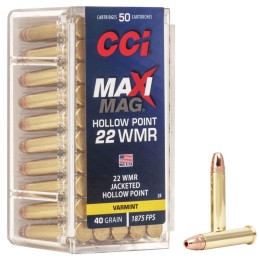 CCI 0024 MaxiMag Rimfire 22 WMR 40 gr Jacket Hollow Point 50 Per Box 40 Case