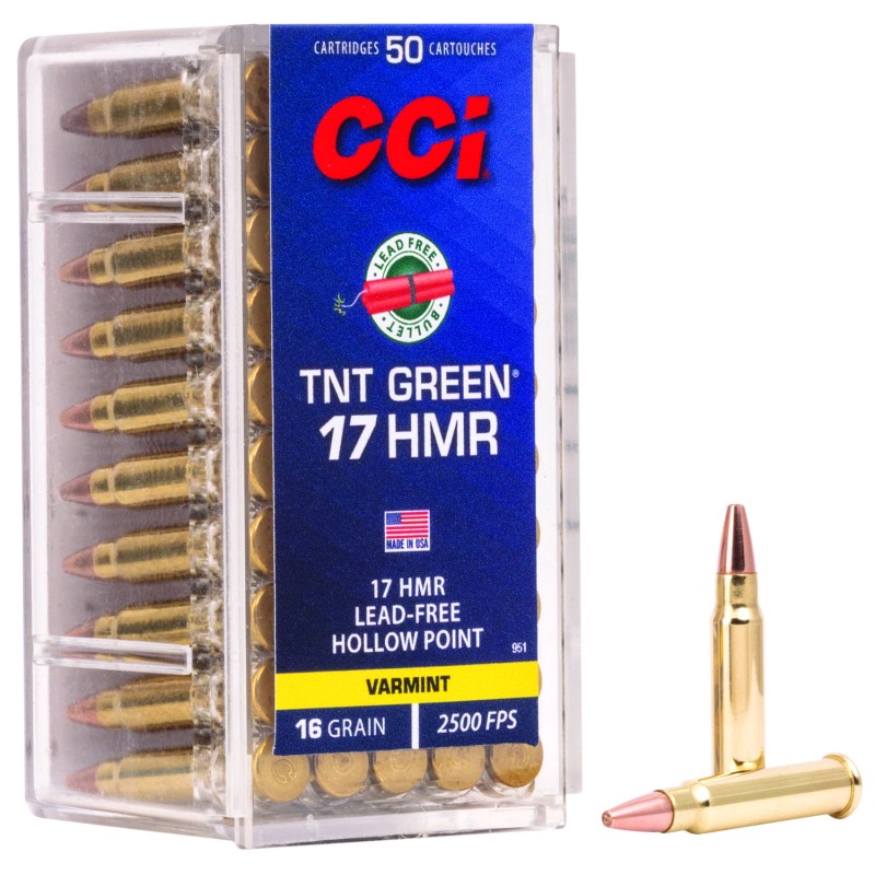 CCI 951 TNT Green  17 HMR 16 gr Speer TNT Green Hollow Point 50 Per Box 40 Case