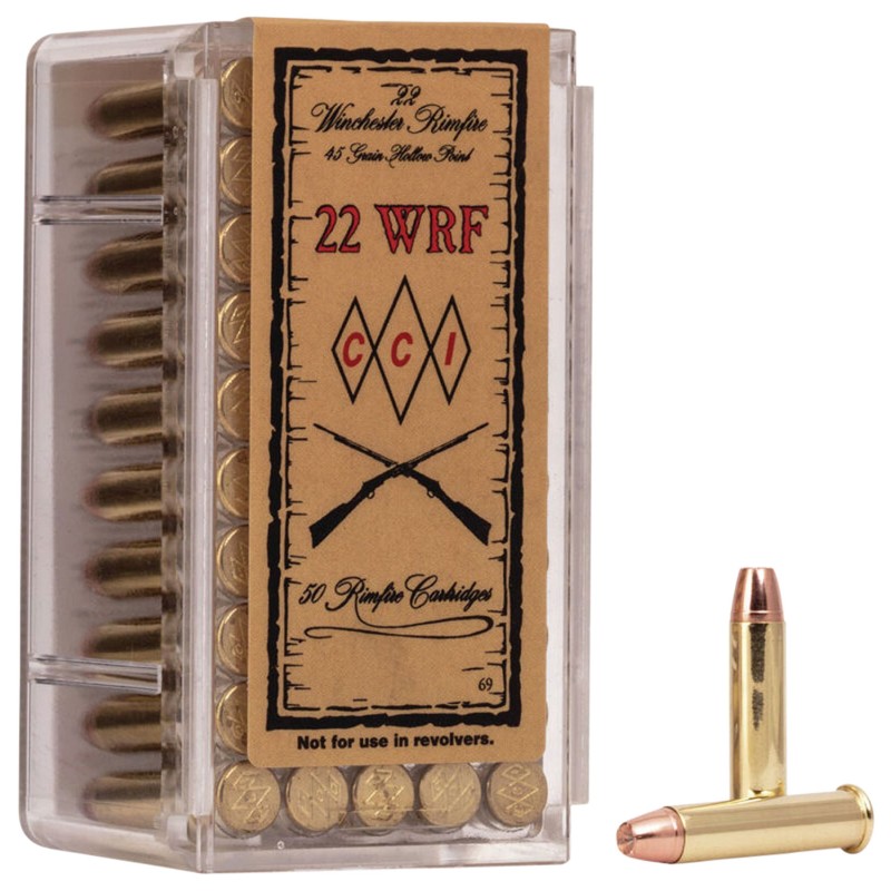 CCI 0069 Specialty WRF Rimfire 22 WRF 45 gr Jacket Hollow Point 50 Per Box 40 Case