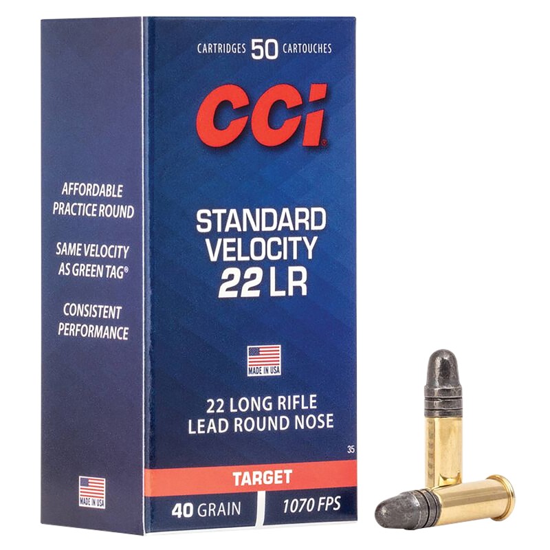 CCI 0035 Standard Velocity  22 LR 40 gr Lead Round Nose 50 Per Box 100 Case