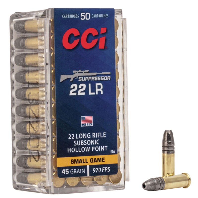 CCI 957 Suppressor Small Game 22 LR 45 gr Lead Hollow Point 50 Per Box 100 Case