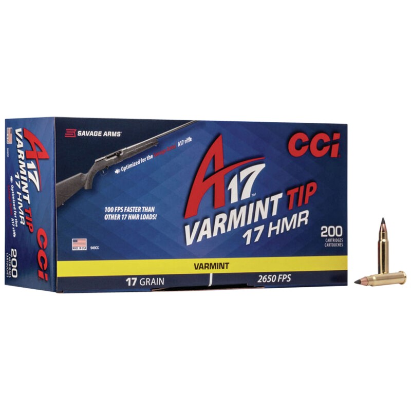 CCI 949CC A17 Varmint Tip 17 HMR 17 gr Varmint Tipped 200 Per Box 10 Case