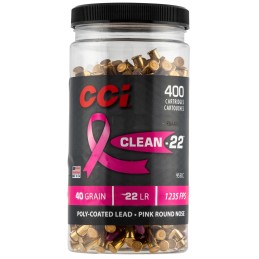 CCI 955CC Clean22 Rimfire 22 LR 40 gr Lead Round Nose 400 Per Box 8 Case