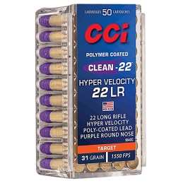 CCI 954CC Clean22 Hyper Velocity 22 LR 31 gr LN Purple 50 Per Box 100 Case