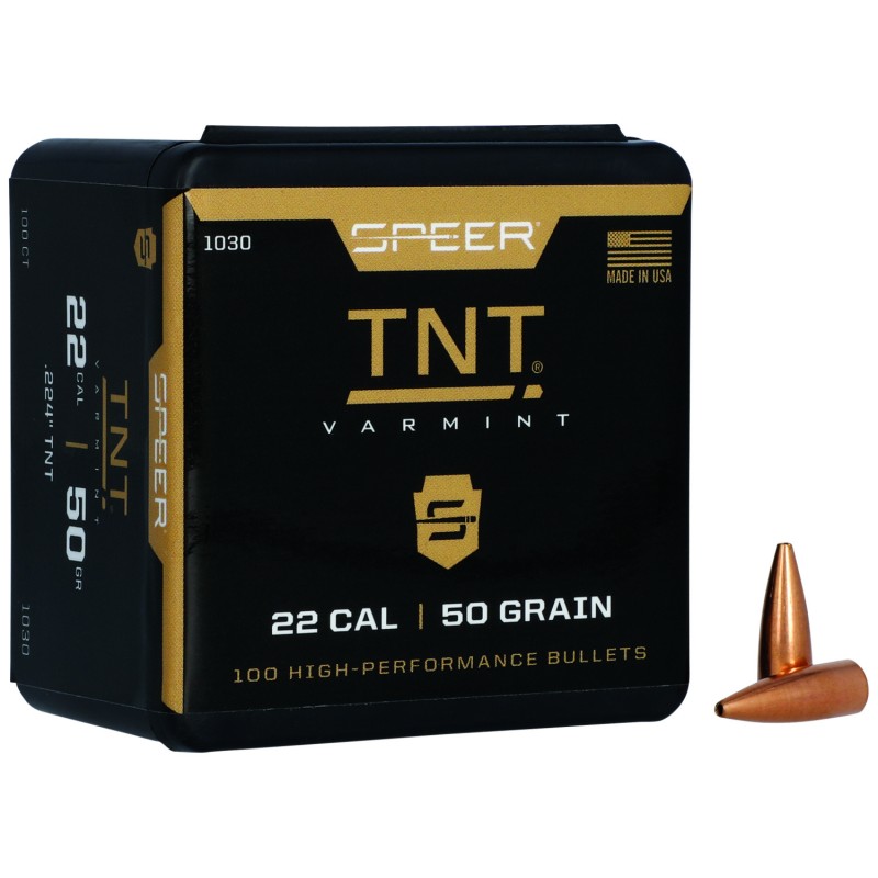 Speer 1030 TNT  22 Cal .224 50 gr Jacket Hollow Point 100 Per Box 5 Case