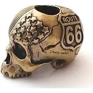 Route 66 Flag Skull Bead