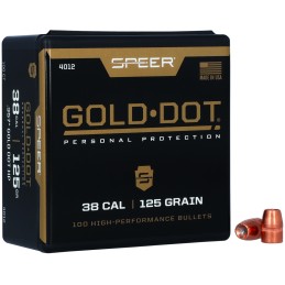 Speer 4012 Gold Dot Personal Protection 38 Cal .357 125 gr Hollow Point 100 Per Box 5 Case