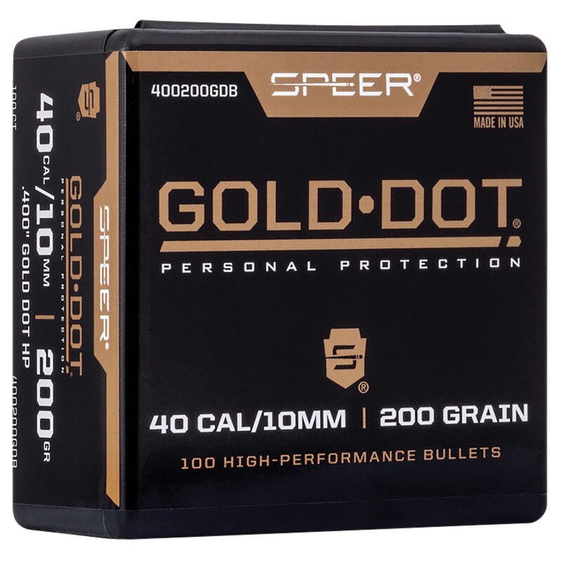 Speer 400200DGB Gold Dot  10mm Auto .400 200 gr Hollow Point 100 Per Box 5 Case