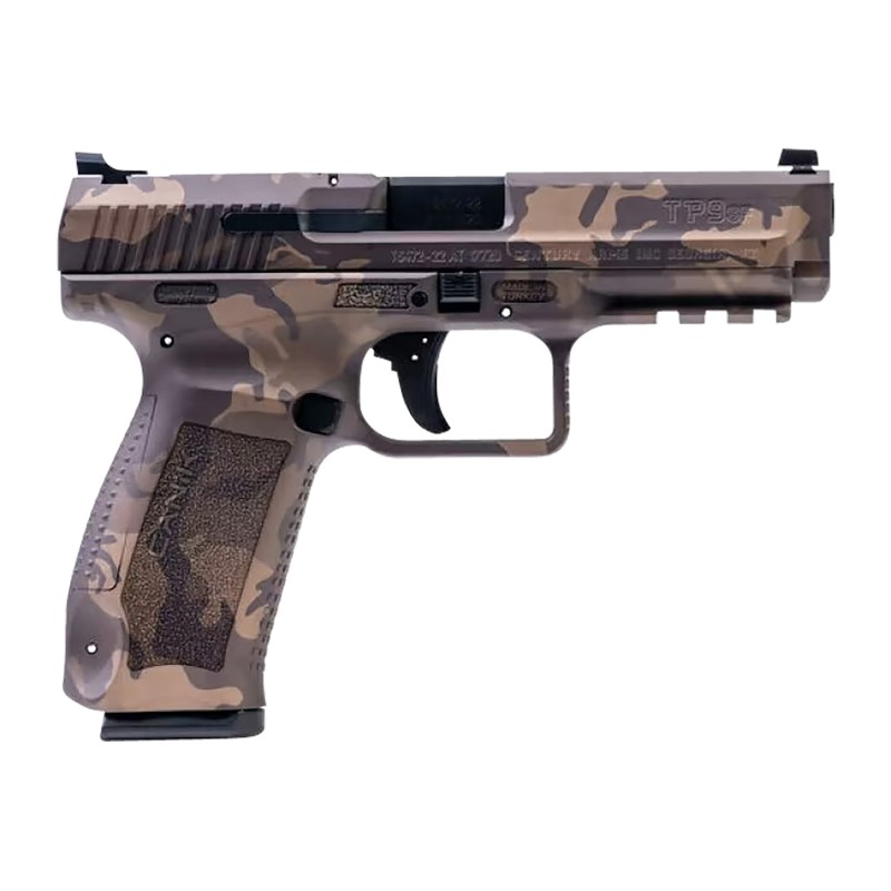 Canik HG4865WBN TP9SF  9mm Luger 181 4.46 Black Match Grade Barrel Woodland Bronze Camo Serrated Steel Slide  Polymer Frame wPic