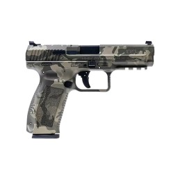 Canik HG4865WGN TP9SF  Full Size Frame 9mm Luger 181 4.46 Black Nitride Match Grade Barrel Woodland Camo Serrated Steel Slide  P