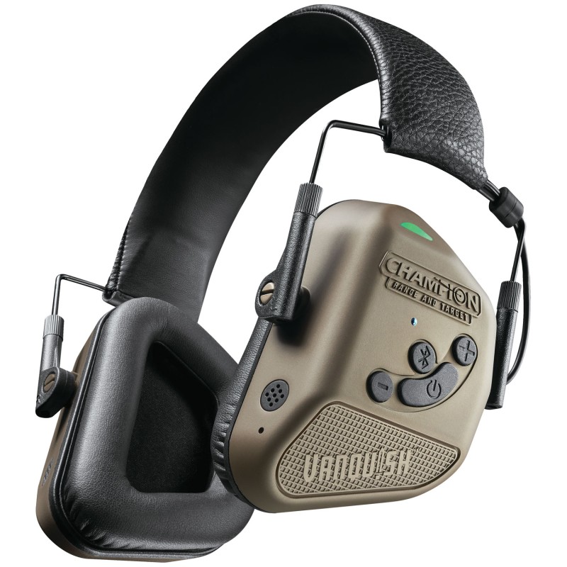 Champion Targets 40983 Vanquish Pro Elite Muff Over the Head Bluetooth Enabled Rechargeable LiIon Battery GoldBlack