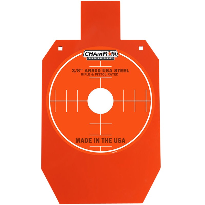 Champion Targets 44907 Center Mass Metal Target PistolRifle Orange AR500 Steel 66 IPSC Silhouette 38 Thick Hanging