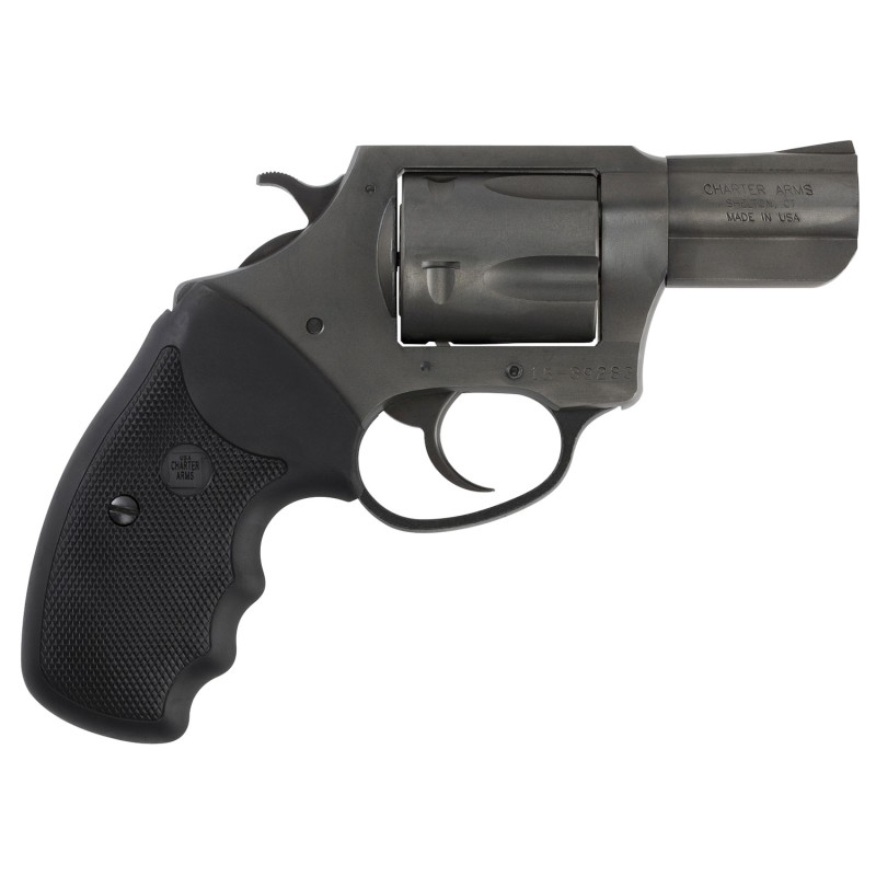 Charter Arms 64020 Pitbull  Large 40 SW 5 Shot 2.30 Black Nitride Steel Barrel Cylinder  Frame wBlack Finger Grooved Rubber Grip