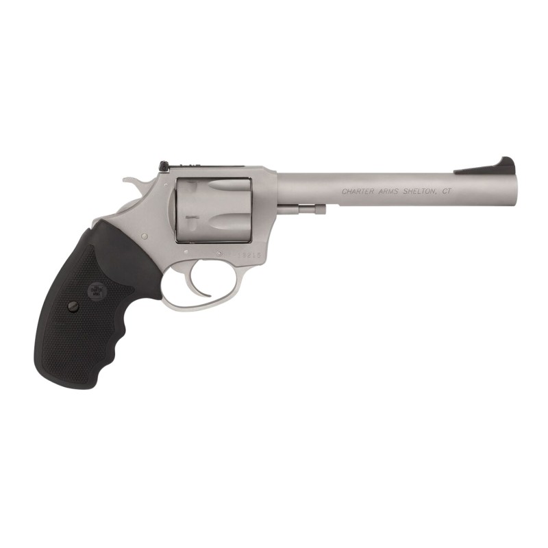 Charter Arms 73566 Mag Pug Target Extra Large 357 Mag 6 Shot 6 Matte Stainless Steel Barrel Cylinder  Frame wBlack Finger Groove