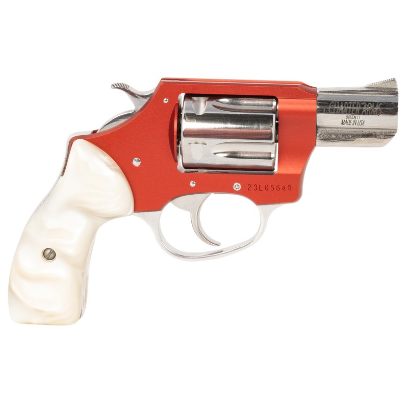 Charter Arms 53826 Chic Lady  38 Special 5 Shot 2 High Polished Stainless Barrel  Cylinder Red Anodized Aluminum Frame White Pea