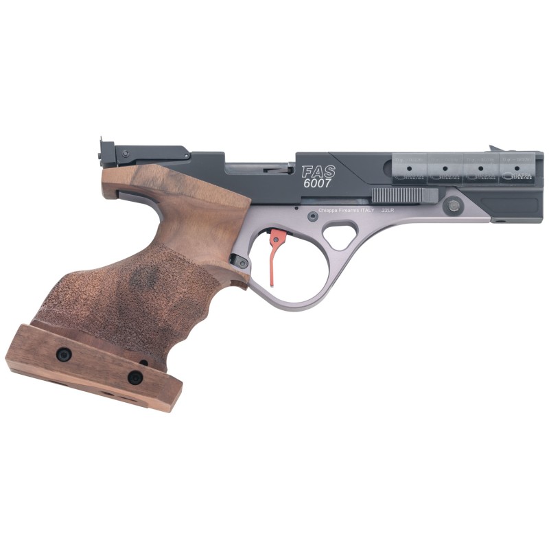 Chiappa Firearms 401138 FAS 6007  22 LR 51 5.63 Black Anodized Aluminum Slide Grey Anodized Steel Frame Walnut Grip