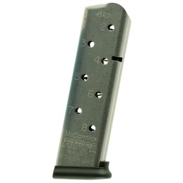 CMC Products 17130 Power Mag Railed 8rd 45 ACP Fits 1911 Government Stainless Steel w Black Base Pad