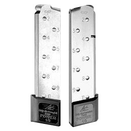 CMC Products 15150 Power Mag  10rd 45 ACP Fits 1911 Government Stainless Steel w Black Base Pad